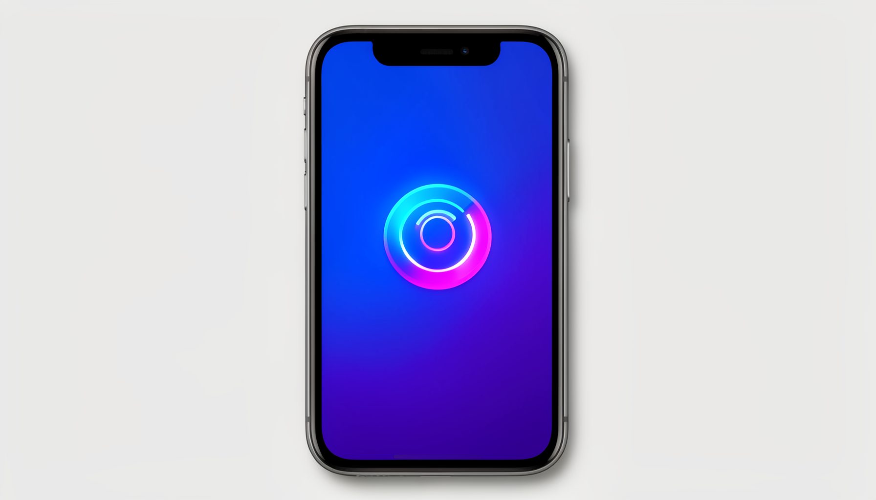 Иконка игры на экране iPhone, яркие синие и фиолетовые тона